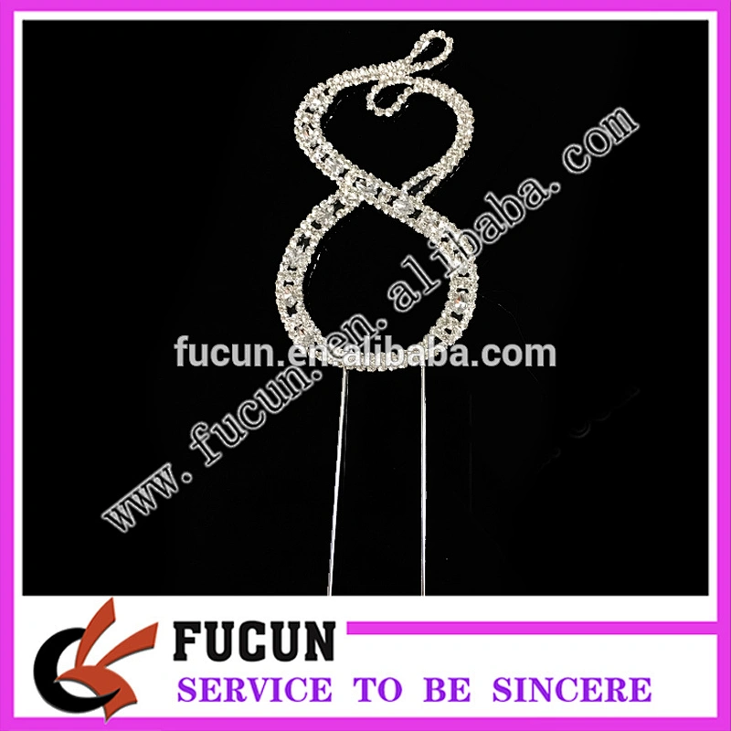 New Large Rhinestone Number Cake Topper for kids party supplies in China