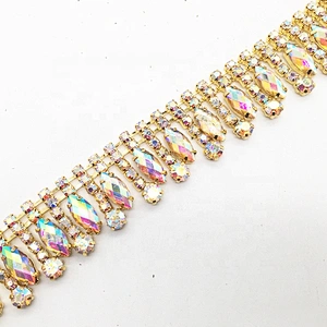 Guangzhou Factory Wholesale Fancy Gold Plated AB Crystal Rhinestone Chain Trims