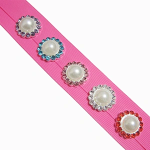 fancy classical round pearl and crystal rhinestone button for garment decoration
