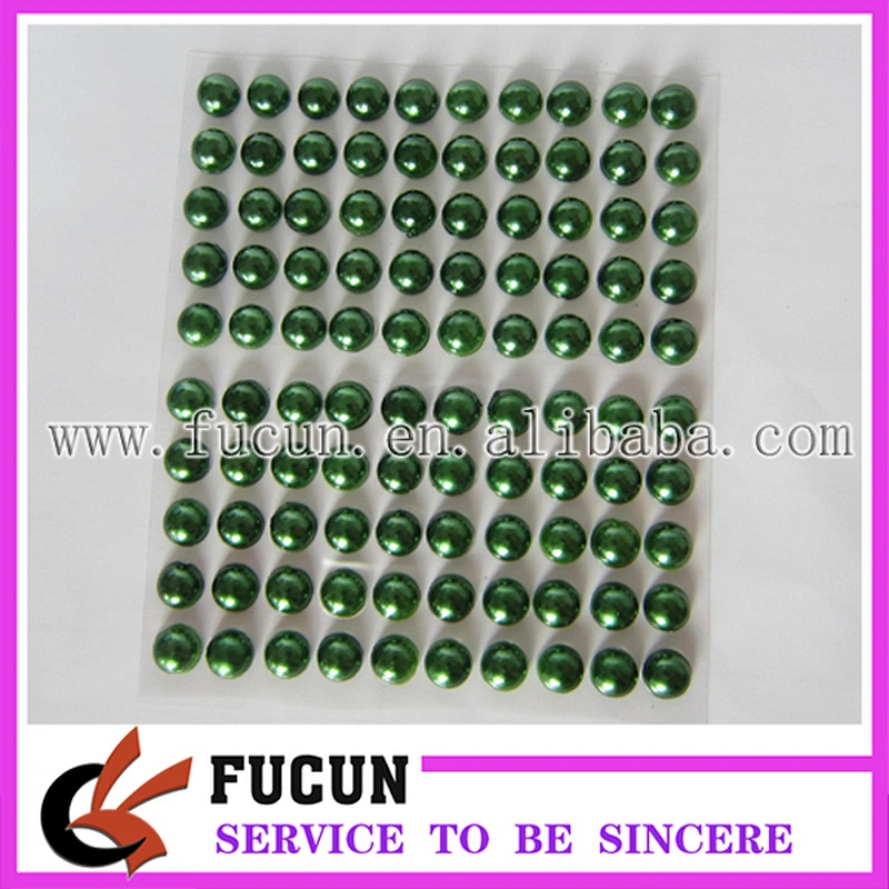 Fashion design acrylic rhinestone sticker pearl emerald crystals gems sticker