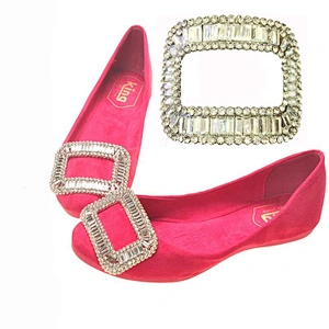 Wholesale Ladies Flat Shoe Decorative Rhinestone Classic Metal Shoe Buckles
