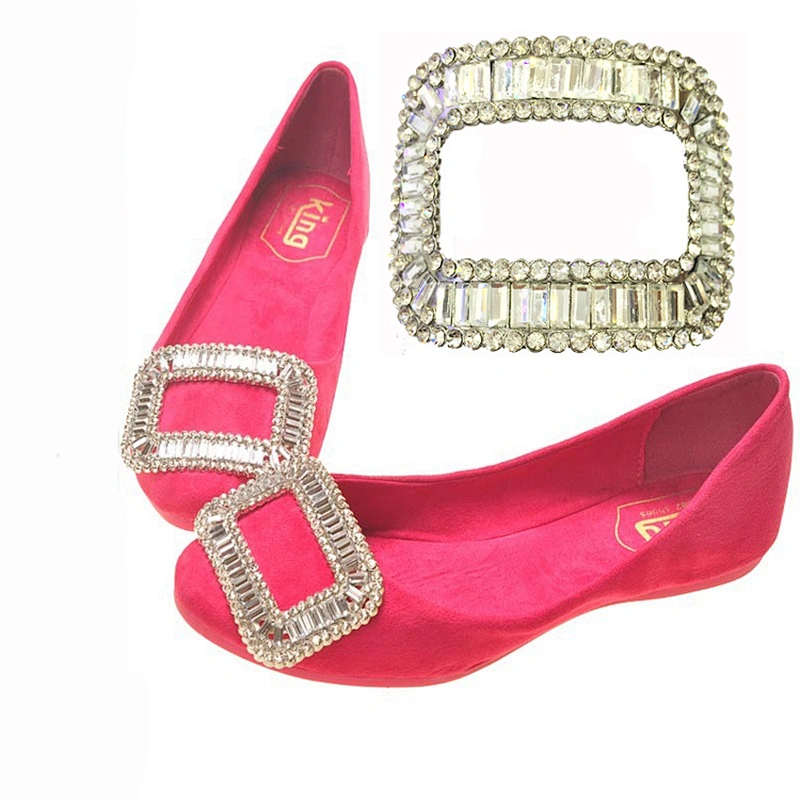 Wholesale Ladies Flat Shoe Decorative Rhinestone Classic Metal Shoe Buckles