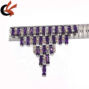 wholesale shinning purple rhinestone cyrstal appliques for bikini decoration
