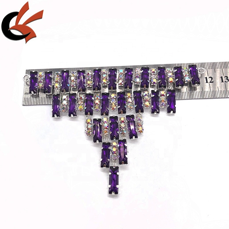 wholesale shinning purple rhinestone cyrstal appliques for bikini decoration