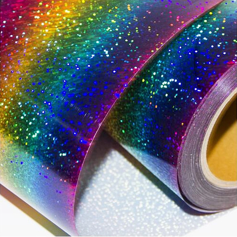 gorgeous hologram iron on rainbow holographic stripe heat transfer vinyl for garment