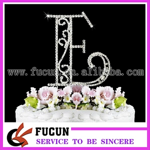 luxurious rhinestone letter J cake topper for wedding
