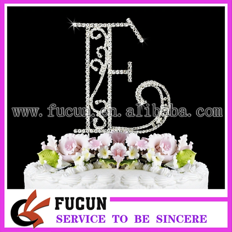 luxurious rhinestone letter J cake topper for wedding