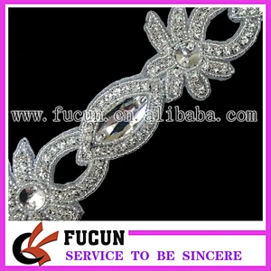 Wholesale Fashion Wedding Rhinestones Applique/Bridal Sash Appliques/Rhinetones Trimming for Dress decoration