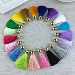 Custom round metal key ring charm multi colors pendant tassels keychain wholesale