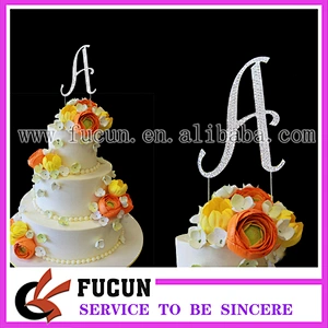 crystal letter M rhinestone wedding cake topper