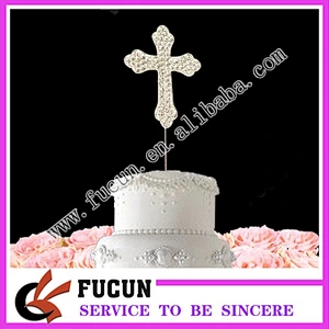 Festival party supplier table centerpieces rhinestone Cross Church Baptisms Christening cake topper