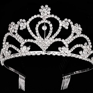 Wholesale large style wedding jewelry rhinestones bridal tiara with comb