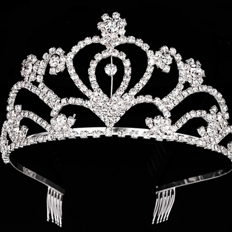 Wholesale large style wedding jewelry rhinestones bridal tiara with comb
