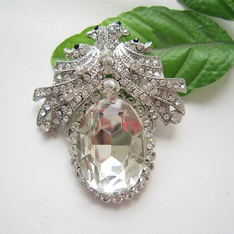 jewelry custom new design bridal rhinestone diamond leaf brooch wholesale