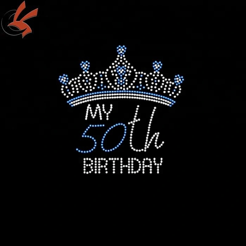 50birthday iron-on rhinestone motif