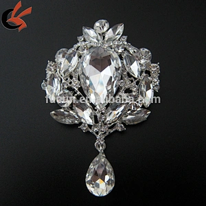 45*96mm Stunning Ornate Bridal Wedding Dress Brooch Crystal Brooch