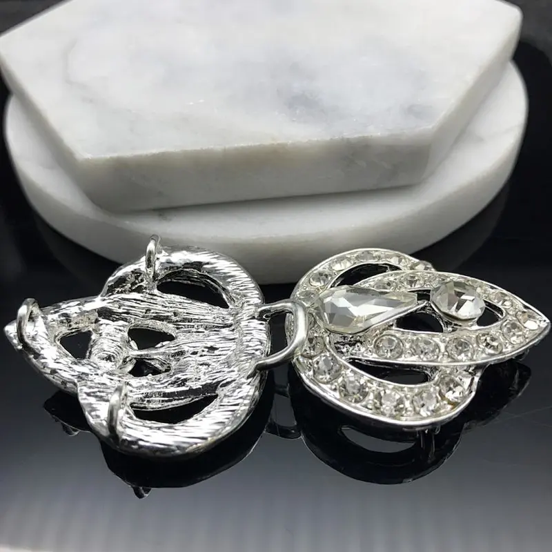 35MM*95MM wholesale metal charm wedding invitation ribbon rhinestone pair buckles sliders