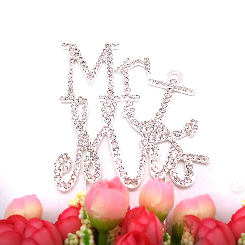 MR and MRS Anchor Silver Crystal Rhinestone Cake Topper Birthday Bling Party Favor