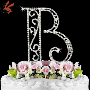 letter H rhinestone monogram wedding cake topper