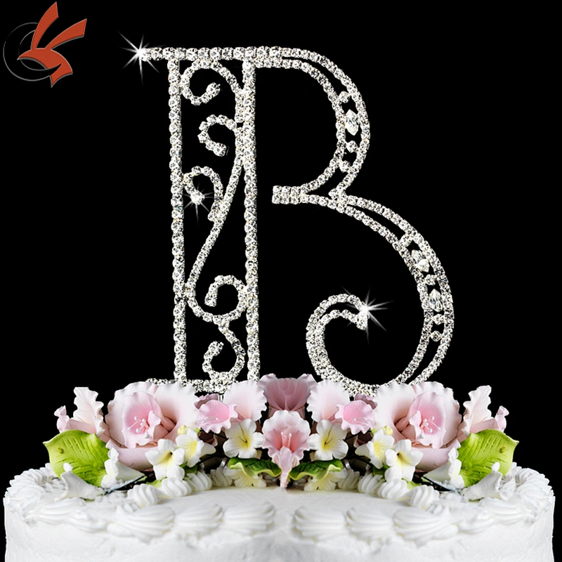 letter H rhinestone monogram wedding cake topper