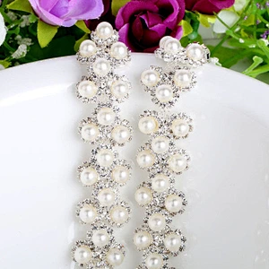sew on stone pearl crystal chain trimming for fashion jewelry decoration