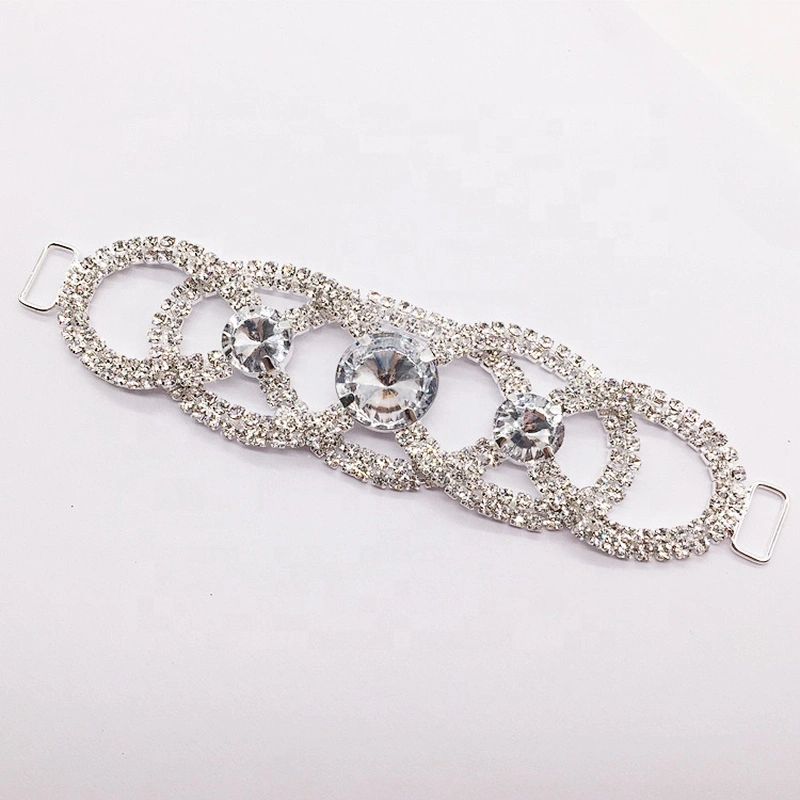 Hot Sell Silver Jewelry Glass Rhinestone Bikini Connector For Swimsuit Competition