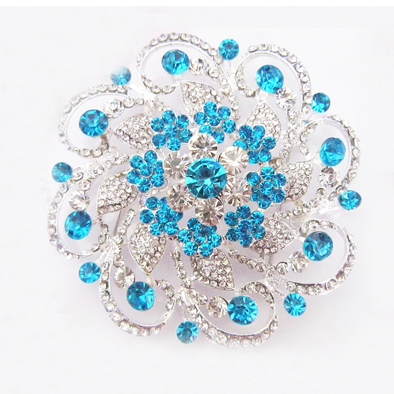 diamante handmade large flower design antique bridal rhinestone brooch