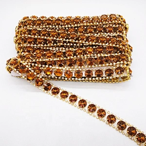 purple acrylic clear rhinestone plating gold Wedding Cake Rhinestone Trim