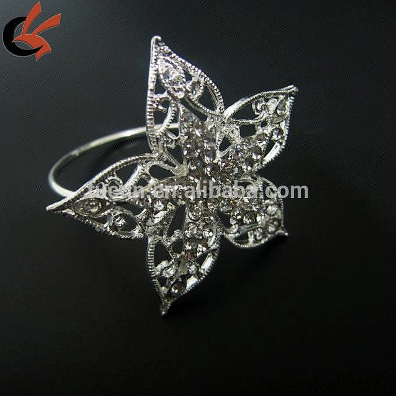 cheap rhinestone flower brooch napkin ring