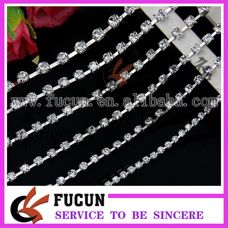 various size crystal trim bridal trim rhinestone cup chain