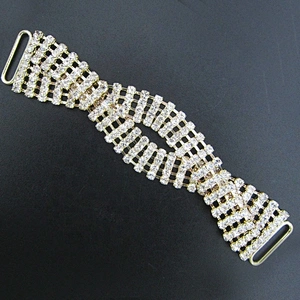 High Quality Twist Design 8 Rows SS16 Silver Rhinestone Crystal Bikini Connector