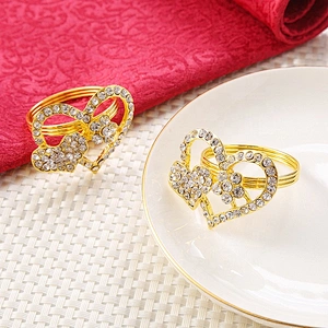 Hotel Restaurant Wedding Celebration Heart Design Rhinestone Table Napkin Ring