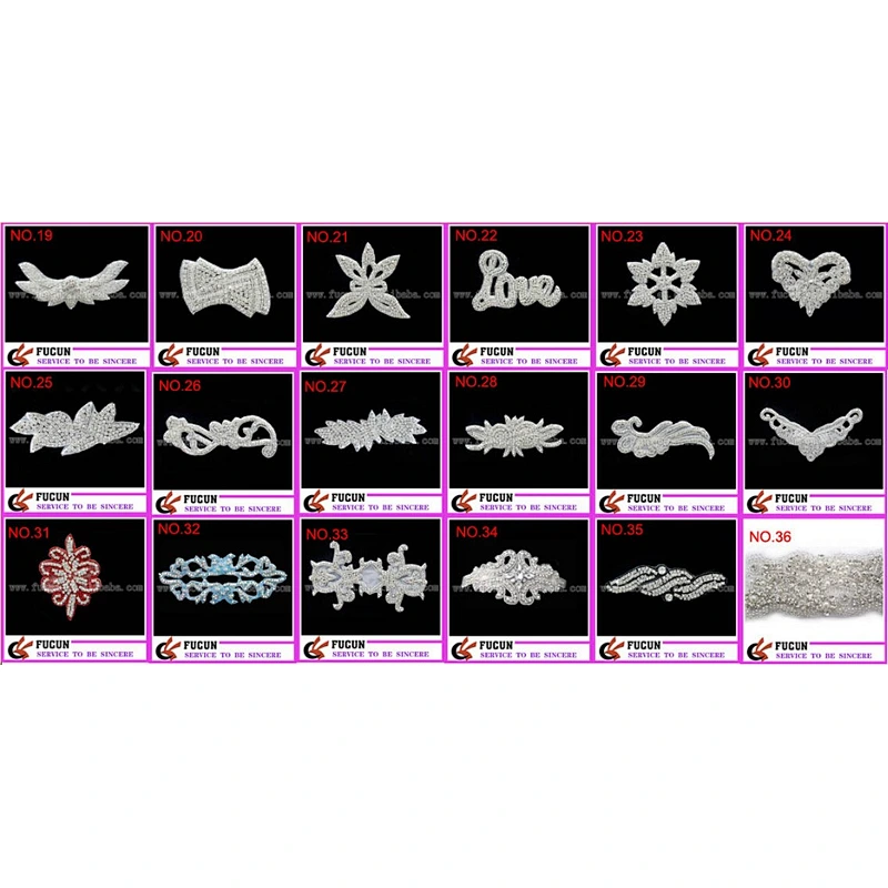 Fashion wedding dress decorations rhinestone beads appliques to sew