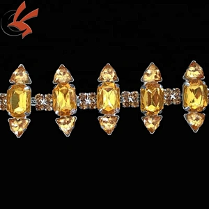 Gold Rhinestone Costume Sewing Trims Applique Chain
