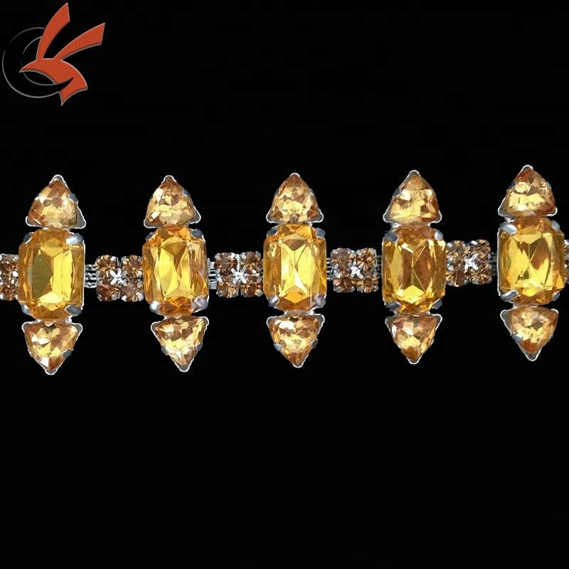 Gold Rhinestone Costume Sewing Trims Applique Chain