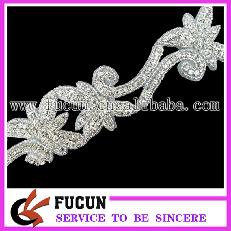 Rhinestone Applique Trimming Crystal Appliques For Wedding Dresses/Fashion Headband patches Designs