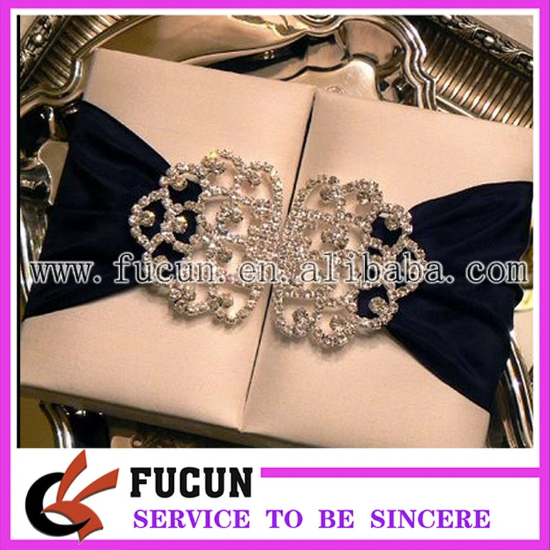 rhinestone pair buckles for wedding invitation silk box