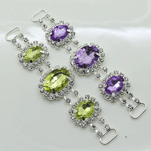 fashion 95mm colorful rhinestone bikini connector for Swimwear Metal Accessories