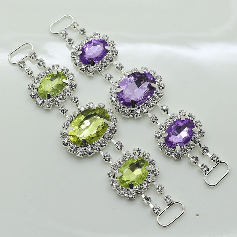 fashion 95mm colorful rhinestone bikini connector for Swimwear Metal Accessories