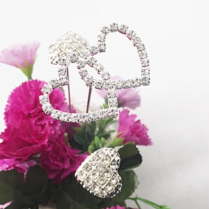 Hot sale Wedding Rhinestone Bouquet Double Heart Crystal Bridal Bouquet Brooch