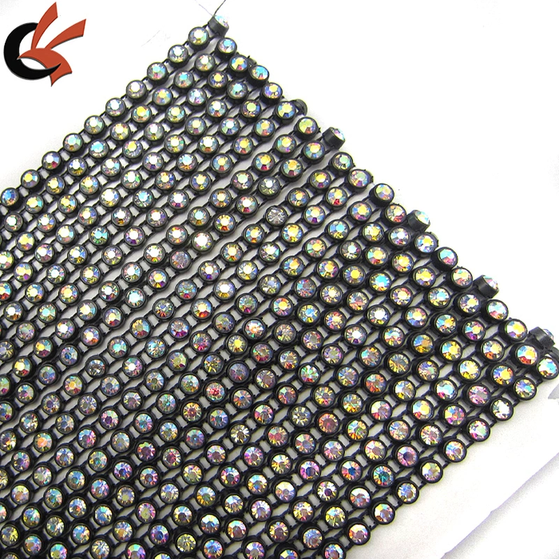 Rhinestone Trimming Fringe Sew on with black plastic cup base Trimming Craft