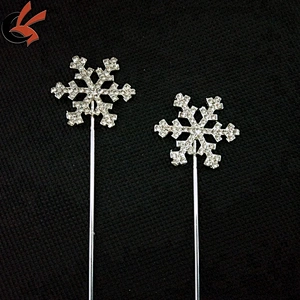 Christmas party decoration Crystal Rhinestone snowflake Cake Pick