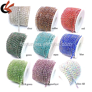 plating silver SS28 milt- colour sparse rhinestone cup chain