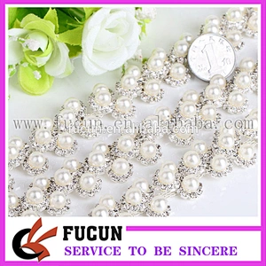Rhinestones Pearls Trimming Banding Crystal Chain Sewing on Trim