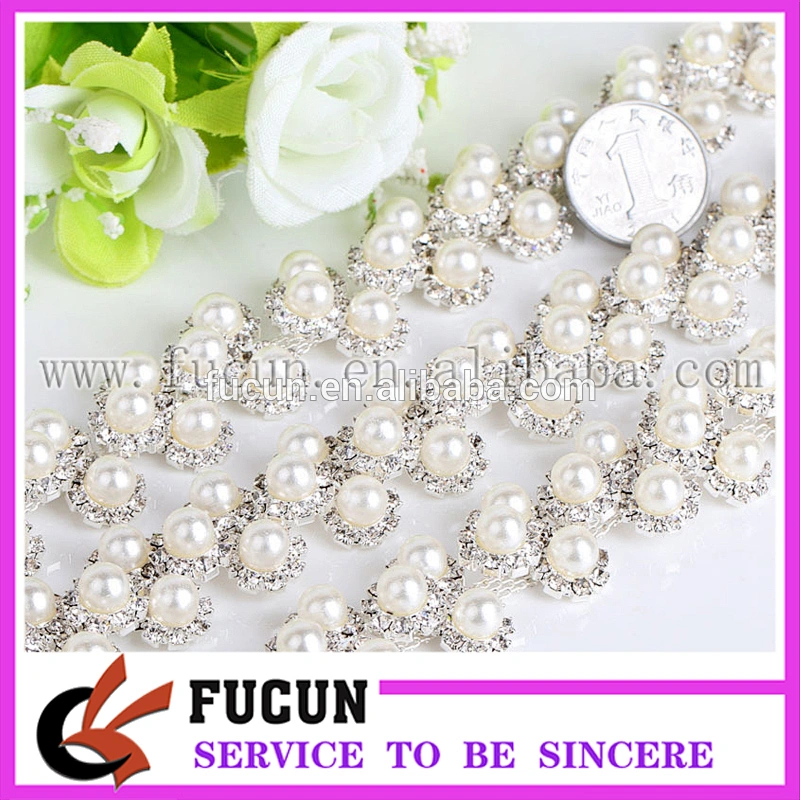 Rhinestones Pearls Trimming Banding Crystal Chain Sewing on Trim