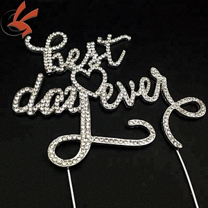Best Day Ever Wedding Cake Topper Crystal Rhinestone cake topper