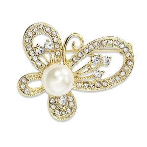 Hot Selling Rhinestone Gold Yellow Butterfly Brooch for Wedding Invitation Card