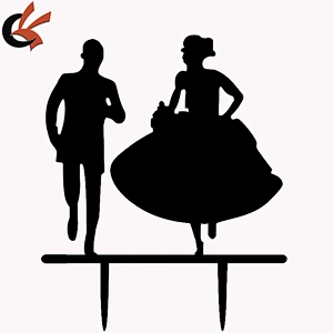 Eloping Bride & Groom Acrylic Wedding Day Cake Topper