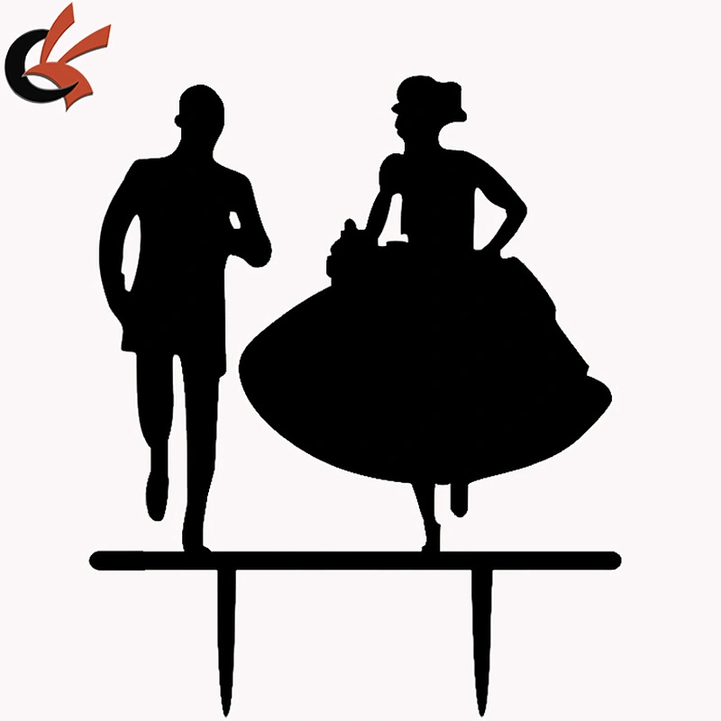 Eloping Bride & Groom Acrylic Wedding Day Cake Topper