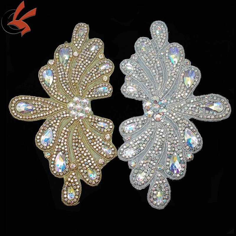 Sew on DIY glass and rhinestone applique bead lace